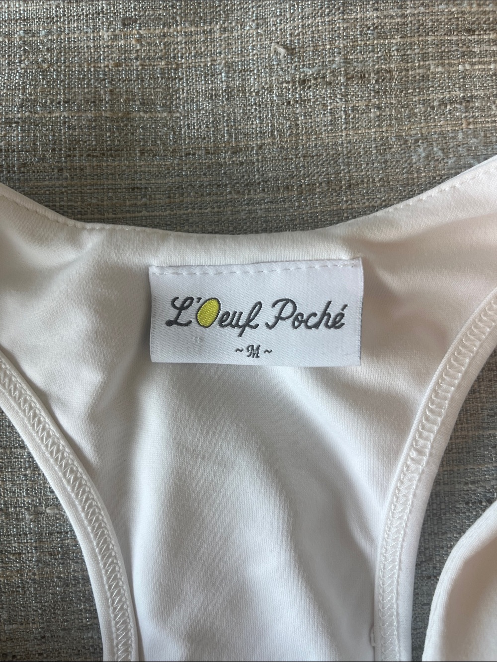 White Racerback Tank Top with Navy Bow - Picture 2 of 2
